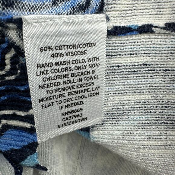 2/$30 Sejour Cardigan Sweater Womens 3X Blue Abstract Colorful Artsy Resortwear - Picture 8 of 10